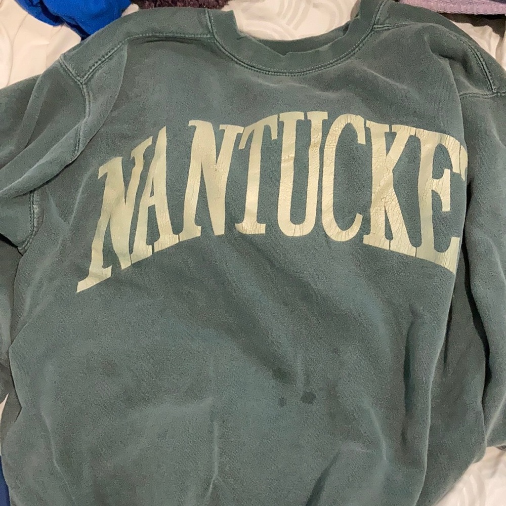 Green cut off Nantucket sweatshirt